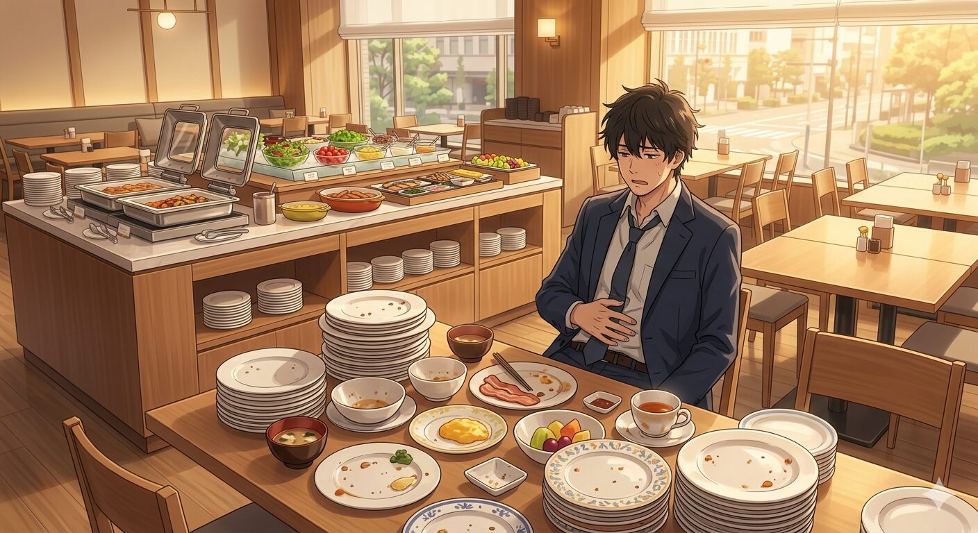 朝食バイキング食べ過ぎアイキャッチ