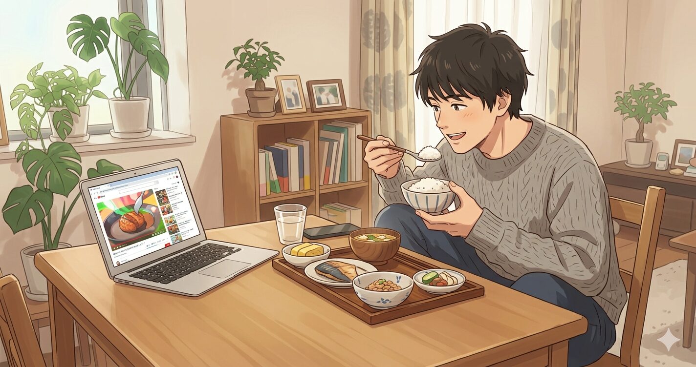 動画を見ながら食事アイキャッチ